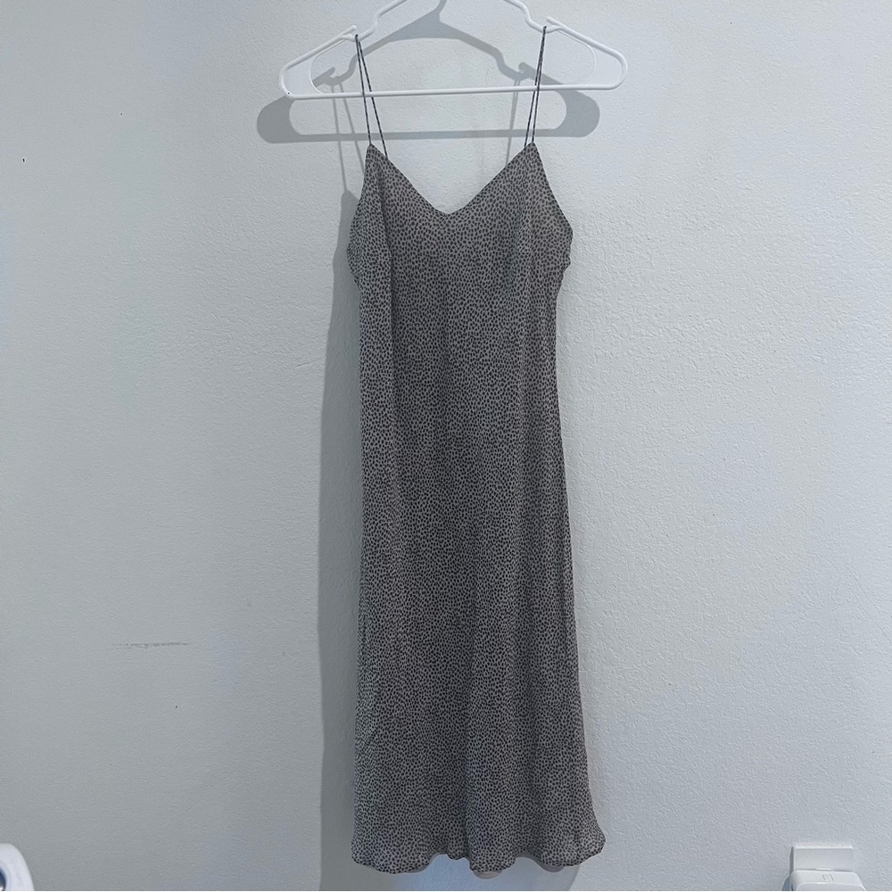 Vintage Ann Taylor Silk Cheetah Print Spaghetti Strap Dress Womens 8 Petite